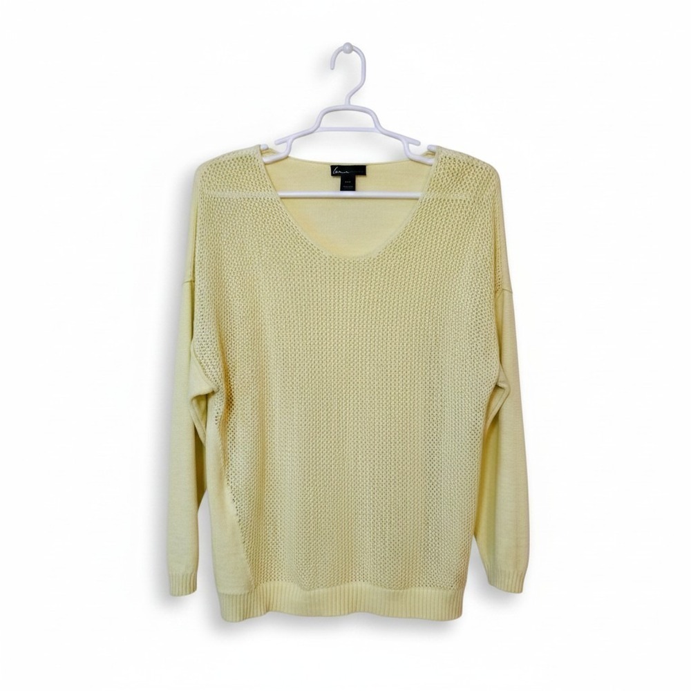 Lane Bryant Open Knit Front Back Tight Knit Sweater Women's Plus 22/24 Yellow